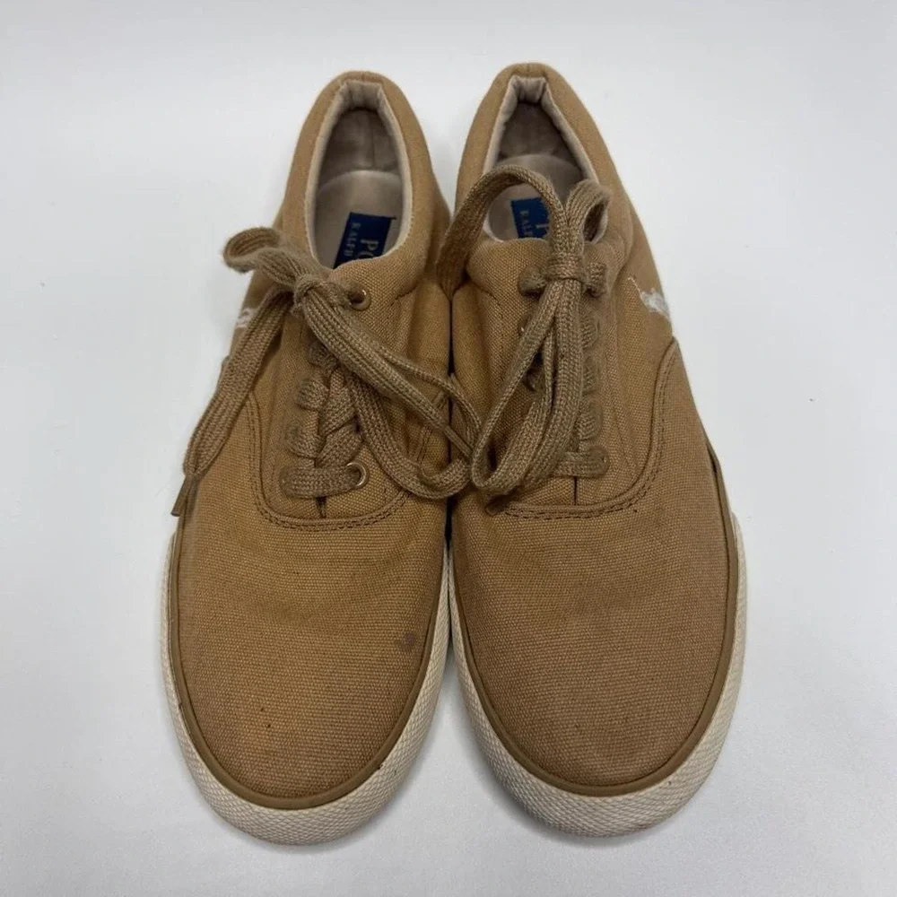 Polo Ralph Lauren Forestmont II Canvas Sneakers Men's 10.5 Tan Khaki Preppy
